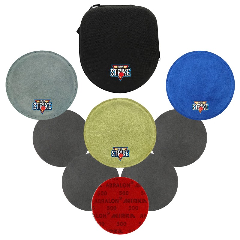 3x M&M Strike Ścierki Bowlingowe + 5x MIRKA Abralon Krążki Ścierne + Czarne etui