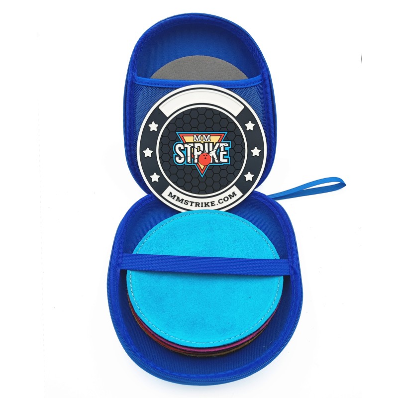 MM STRIKE FlexHook Bowling Disk + 5x pads en cuir de bowling + étui + 5x Abralon pads MM STRIKE FlexHook Bowling Disk + 5x pads en cuir de bowling + étui + 5x Abralon pads