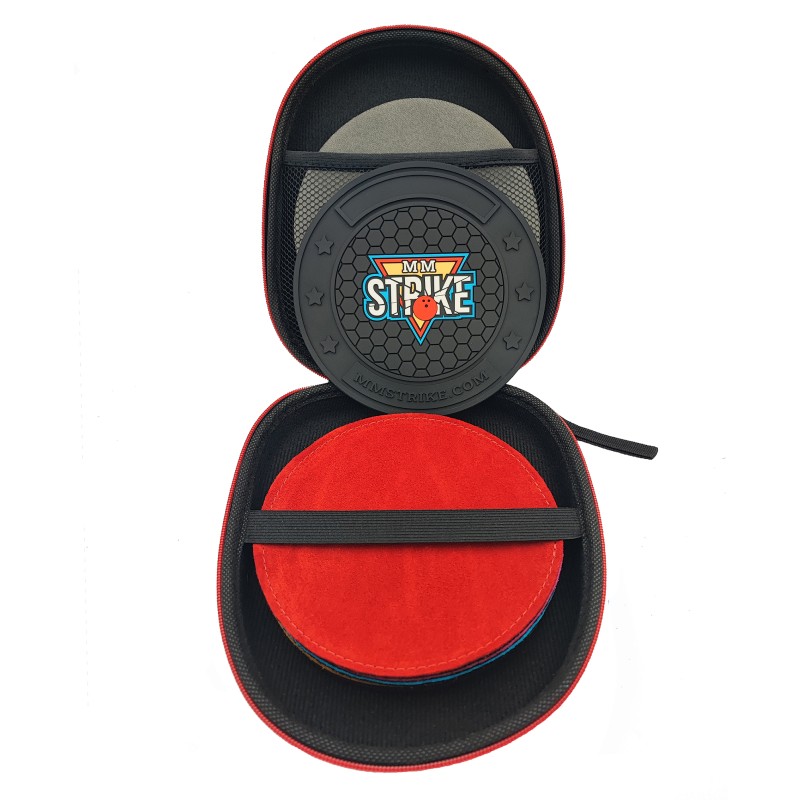 MM STRIKE FlexHook Bowling Disk + 5x pads en cuir de bowling + étui + 5x Abralon pads
