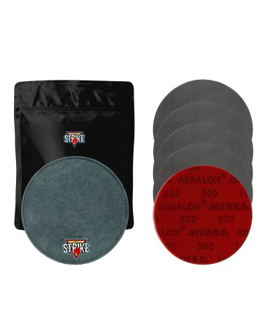1x M&M Strike Premium Bowling Shammy + 5x MIRKA Abralon Schleifpads (Körnung 180–4000)