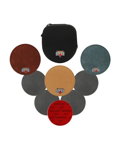3x M&M Strike Premium Bowling Shammy Pads + 5x MIRKA Abralon Schleifscheiben + Schwarzes Etui