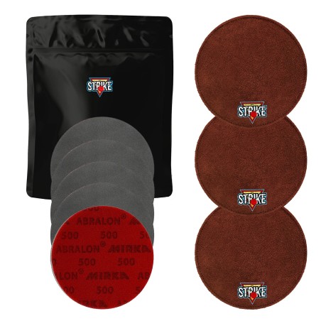 3x M&M Strike Premium Bowling Shammy Pad + 5x MIRKA Abralon Sanding Discs (Grits 180-4000)